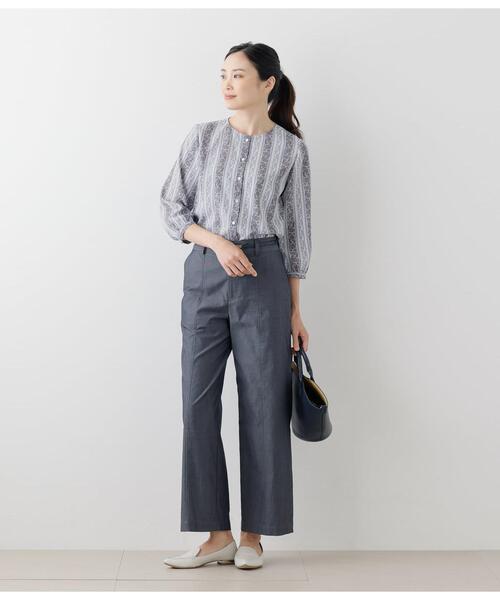 NEWYORKER(ニューヨーカー)の「スパインフラワープリント フロントオープン7分袖ブラウス(シャツ/ブラウス・レディース・サックスブルー・11号/9号)」の18枚目の写真