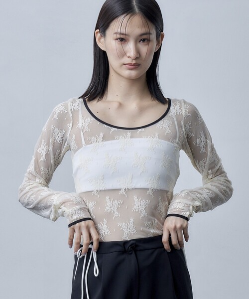 Firsthand(ファーストハンド)の「Firsthand/ファーストハンド バックオープン チュールレースプルオーバー(その他トップス・レディース・ブラック/ベージュ・FREE)」の8枚目の写真