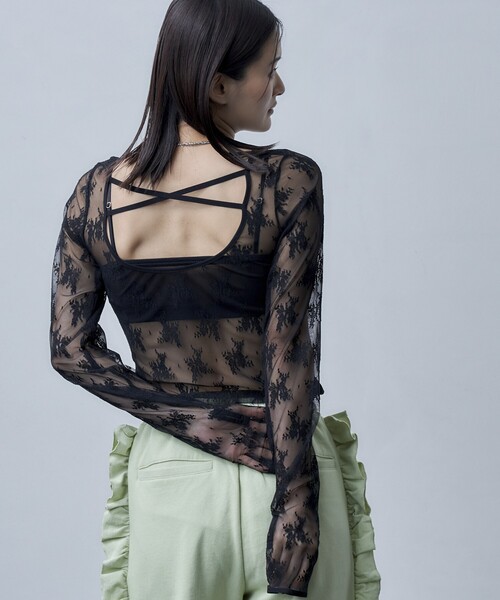 Firsthand(ファーストハンド)の「Firsthand/ファーストハンド バックオープン チュールレースプルオーバー(その他トップス・レディース・ブラック/ベージュ・FREE)」の9枚目の写真