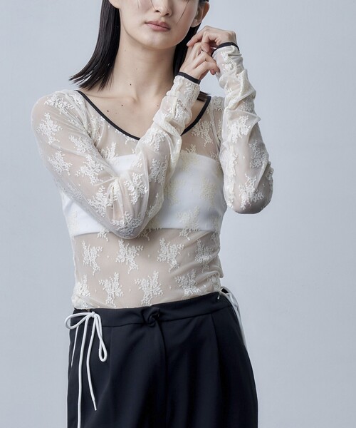 Firsthand(ファーストハンド)の「Firsthand/ファーストハンド バックオープン チュールレースプルオーバー(その他トップス・レディース・ブラック/ベージュ・FREE)」の20枚目の写真