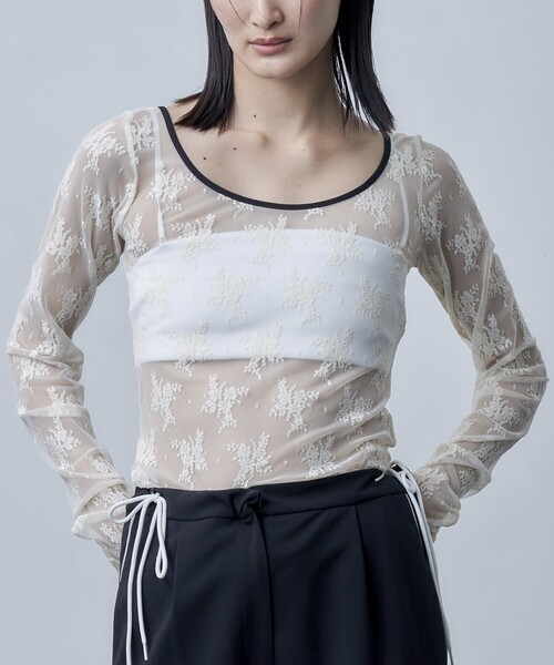 Firsthand(ファーストハンド)の「Firsthand/ファーストハンド バックオープン チュールレースプルオーバー(その他トップス・レディース・ブラック/ベージュ・FREE)」の21枚目の写真