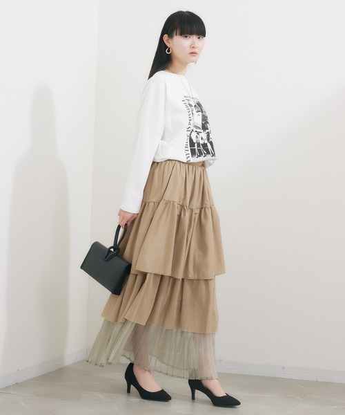 Dignite collier(ディニテコリエ)の「Dignite collier 2WAY PHOTOプリン トロンT(Tシャツ/カットソー・レディース・ホワイト/ライトグレー・FREE)」の5枚目の写真