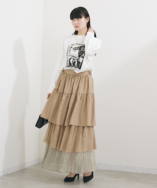 Dignite collier(ディニテコリエ)の「Dignite collier 2WAY PHOTOプリン トロンT(Tシャツ/カットソー・レディース・ホワイト/ライトグレー・FREE)」の6枚目の写真