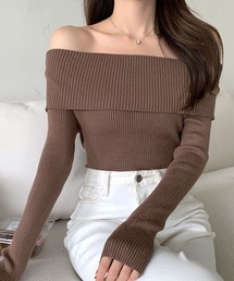 オフショルニット リブニット オフショルダーニット」に該当する