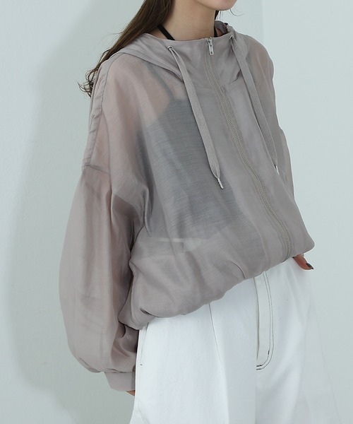 COLONY 2139（コロニートゥーワンスリーナイン）の「シアーエステルボイルフード付マウンテンパーカー（マウンテンパーカー・レディース・オフホワイト/グレイッシュベージュ/ブラック/グレー/ネイビー・FREE）」の18枚目の写真