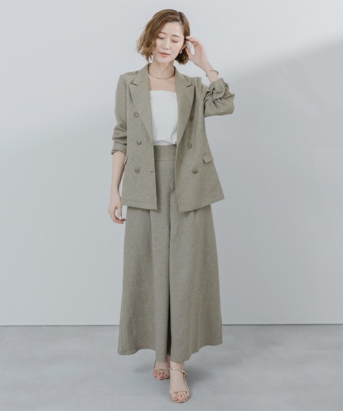 UR'S（ユアーズ）の「リネンライクダブルブレストジャケット（テーラードジャケット・レディース・サンドベージュ/ブルー系その他/アイボリー/ブラック/ダークブラウン・L/M/S）」の6枚目の写真