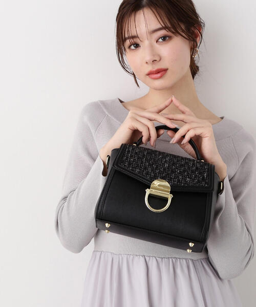 EDIT COLOGNE（エディットコロン）の「ツィードパイピングバッグ（ショルダーバッグ・レディース・ホワイト/ブラック・ﾌﾘ-）」の3枚目の写真