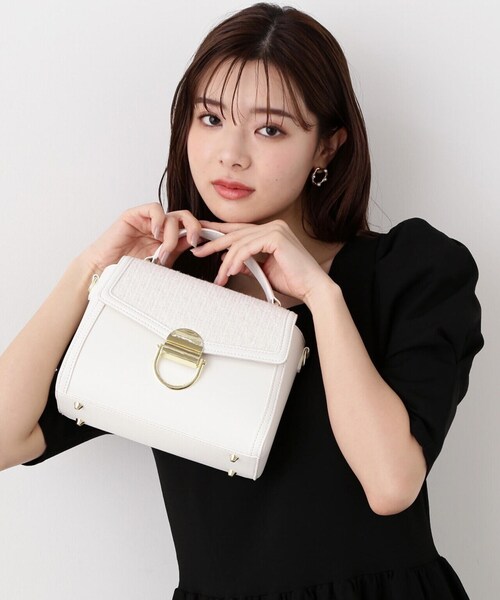 EDIT COLOGNE（エディットコロン）の「ツィードパイピングバッグ（ショルダーバッグ・レディース・ホワイト/ブラック・ﾌﾘ-）」の5枚目の写真