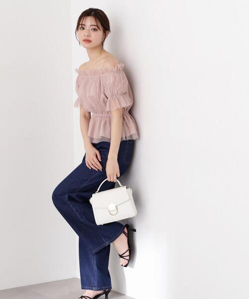 EDIT COLOGNE（エディットコロン）の「ツィードパイピングバッグ（ショルダーバッグ・レディース・ホワイト/ブラック・ﾌﾘ-）」の6枚目の写真