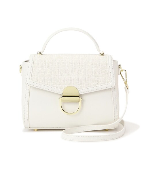 EDIT COLOGNE（エディットコロン）の「ツィードパイピングバッグ（ショルダーバッグ・レディース・ホワイト/ブラック・ﾌﾘ-）」の8枚目の写真