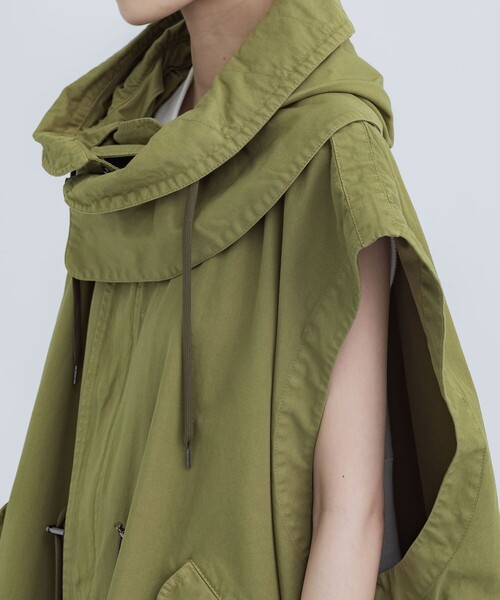 VACHEMENT（ヴァシュモン）の「【VACHEMENT/ヴァシュモン】60/2ギャバ製品染めフードジレ（ベスト・レディース・キナリ/オリーブ・FREE）」の19枚目の写真