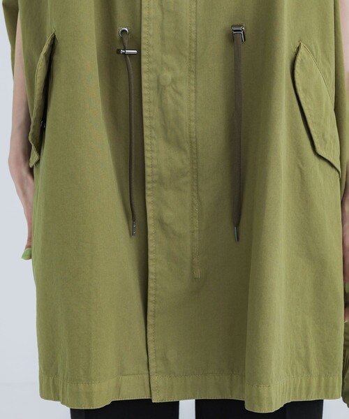 VACHEMENT（ヴァシュモン）の「【VACHEMENT/ヴァシュモン】60/2ギャバ製品染めフードジレ（ベスト・レディース・キナリ/オリーブ・FREE）」の21枚目の写真