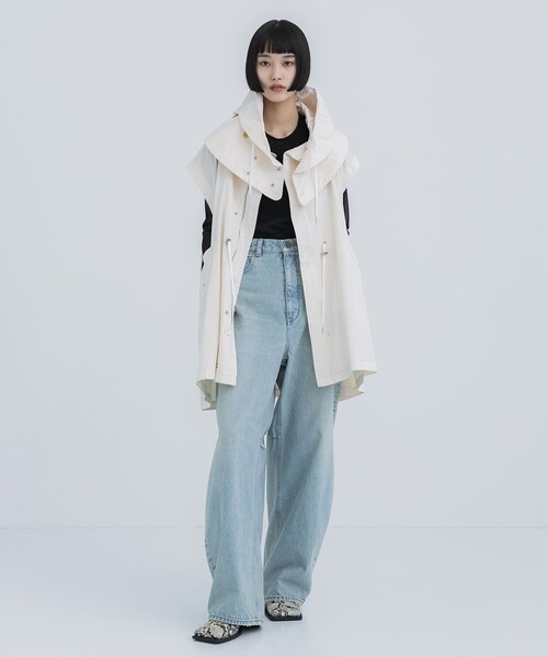 VACHEMENT（ヴァシュモン）の「【VACHEMENT/ヴァシュモン】60/2ギャバ製品染めフードジレ（ベスト・レディース・キナリ/オリーブ・FREE）」の11枚目の写真