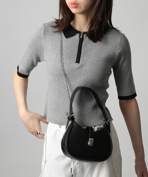 SETUP7（セットアップセブン）の「【SETUP7】チェーンストラップ テサリーミニバッグ SCCH517（ショルダーバッグ・レディース・ホワイト/ダークブラウン/ブラック・FREE）」の9枚目の写真