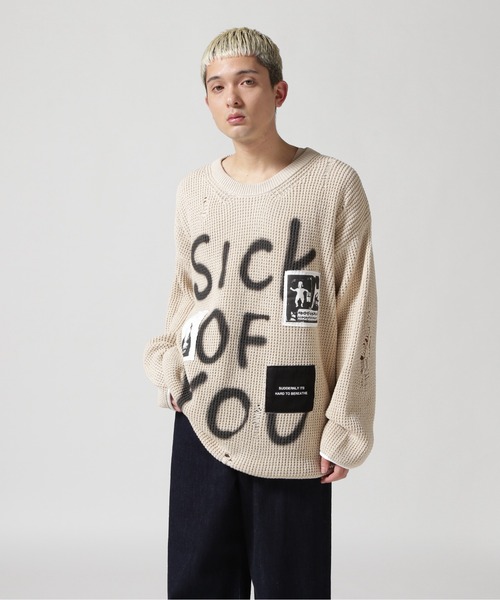 ROYAL FLASH（ロイヤルフラッシュ）の「Guernika/ゲルニカ/CREW NECK KNIT SWEATER（ニット/セーター・メンズ・ベージュ/ブラック/ブルー・F）」の2枚目の写真