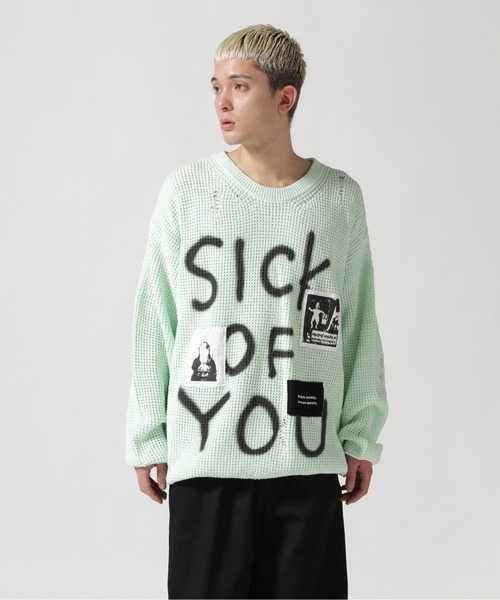 ROYAL FLASH（ロイヤルフラッシュ）の「Guernika/ゲルニカ/CREW NECK KNIT SWEATER（ニット/セーター・メンズ・ベージュ/ブラック/ブルー・F）」の3枚目の写真