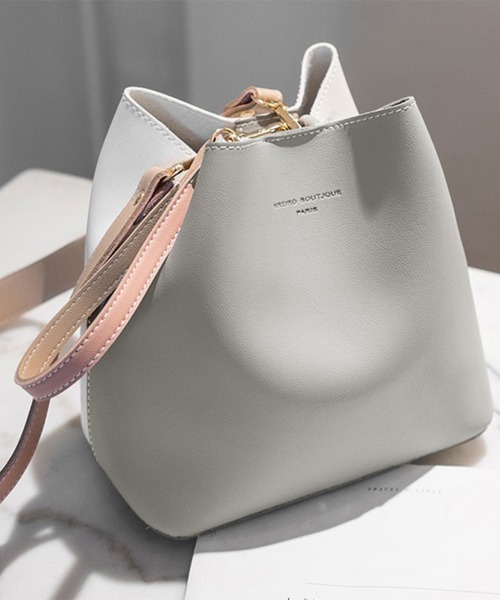 Miniministore(ミニミニストア)の「バケツバッグ レディース バイカラー(ショルダーバッグ・レディース・イエロー/ブラック/ライトグレー/ピンク/ベージュ/キャメル・FREE)」の3枚目の写真