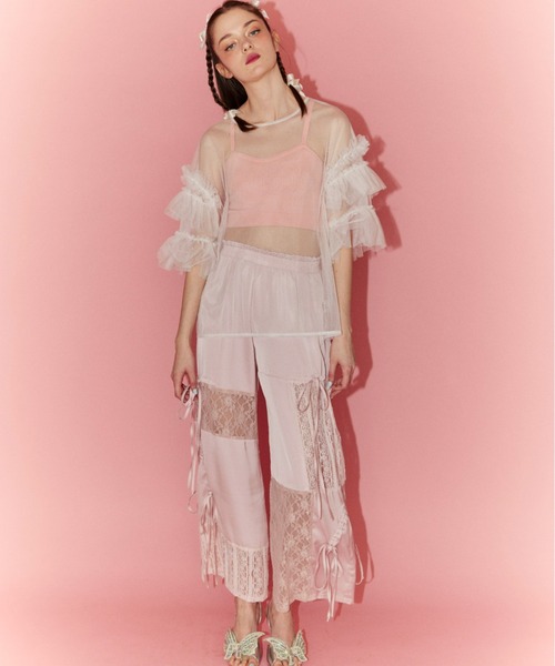 Candy Stripper（キャンディストリッパー）の「TULLE FRILL SLEEVE トップス（Tシャツ/カットソー・レディース・チャコール/ブラック/オフホワイト・2）」の13枚目の写真