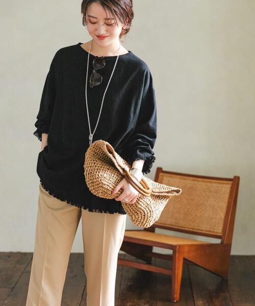 RODE SKO（ロデスコ）の「ウッドハンドルペーパーバッグ（トートバッグ・レディース・グレー/ナチュラル/ブラック・ONE）」の4枚目の写真