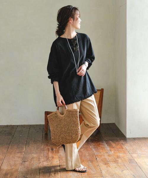 RODE SKO（ロデスコ）の「ウッドハンドルペーパーバッグ（トートバッグ・レディース・グレー/ナチュラル/ブラック・ONE）」の8枚目の写真