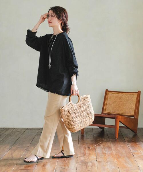 RODE SKO（ロデスコ）の「ウッドハンドルペーパーバッグ（トートバッグ・レディース・グレー/ナチュラル/ブラック・ONE）」の9枚目の写真