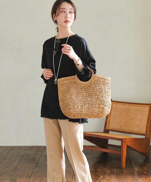 RODE SKO（ロデスコ）の「ウッドハンドルペーパーバッグ（トートバッグ・レディース・グレー/ナチュラル/ブラック・ONE）」の11枚目の写真