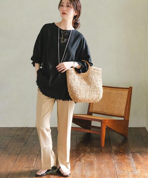 RODE SKO（ロデスコ）の「ウッドハンドルペーパーバッグ（トートバッグ・レディース・グレー/ナチュラル/ブラック・ONE）」の12枚目の写真