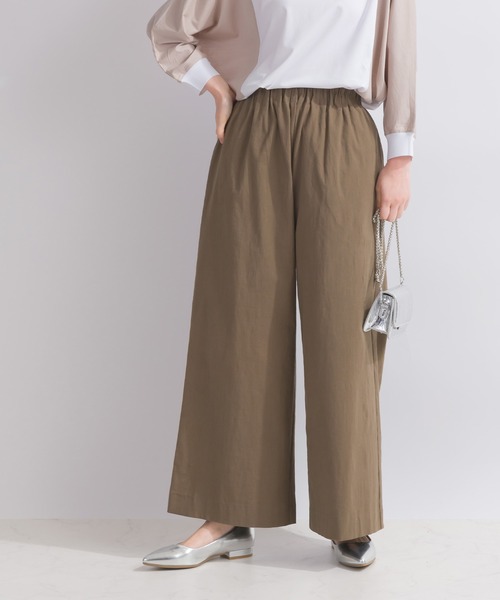 PICCIN（ピッチン）の「ウエストギャザーストレッチワイドパンツ（その他パンツ・レディース・オリーブ/サンドベージュ/エメラルド/イエロー/ピンク/オフホワイト/ブラック/ターコイズブルー・M）」の5枚目の写真