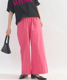 ウエストギャザーストレッチワイドパンツ