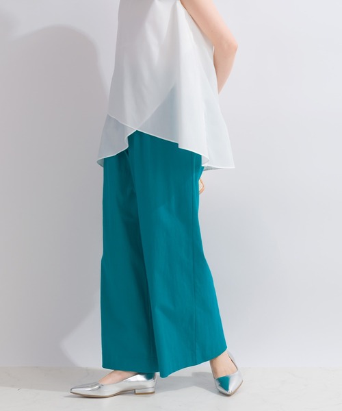 PICCIN（ピッチン）の「ウエストギャザーストレッチワイドパンツ（その他パンツ・レディース・オリーブ/サンドベージュ/エメラルド/イエロー/ピンク/オフホワイト/ブラック/ターコイズブルー・M）」の6枚目の写真