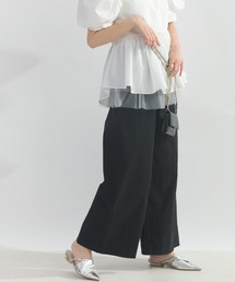 ウエストギャザーストレッチワイドパンツ