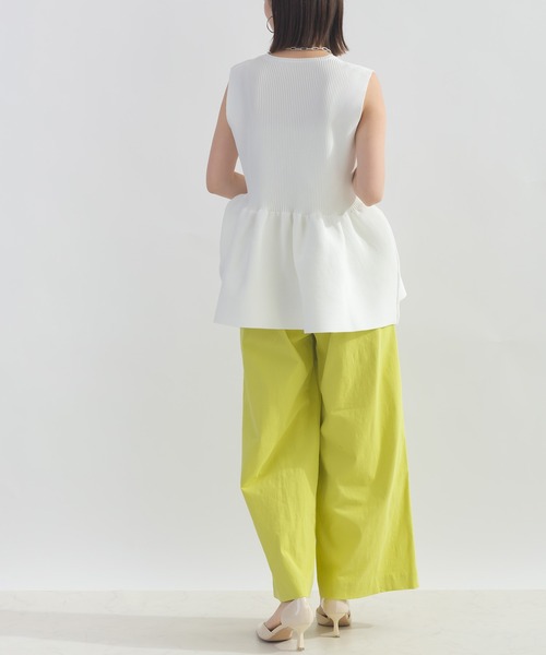 PICCIN（ピッチン）の「ウエストギャザーストレッチワイドパンツ（その他パンツ・レディース・オリーブ/サンドベージュ/エメラルド/イエロー/ピンク/オフホワイト/ブラック/ターコイズブルー・M）」の14枚目の写真