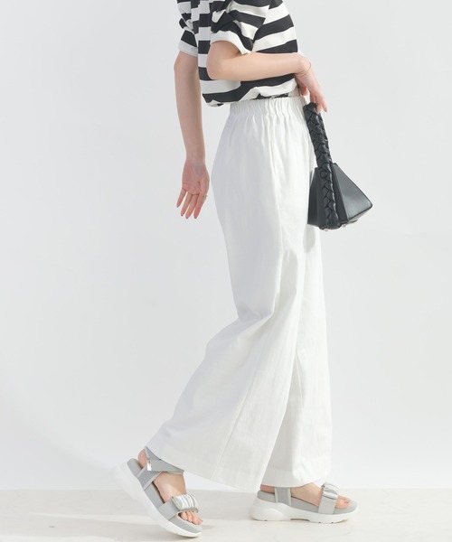 PICCIN（ピッチン）の「ウエストギャザーストレッチワイドパンツ（その他パンツ・レディース・オリーブ/サンドベージュ/エメラルド/イエロー/ピンク/オフホワイト/ブラック/ターコイズブルー・M）」の10枚目の写真