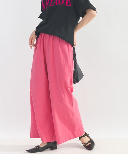 PICCIN（ピッチン）の「ウエストギャザーストレッチワイドパンツ（その他パンツ・レディース・オリーブ/サンドベージュ/エメラルド/イエロー/ピンク/オフホワイト/ブラック/ターコイズブルー・M）」の18枚目の写真