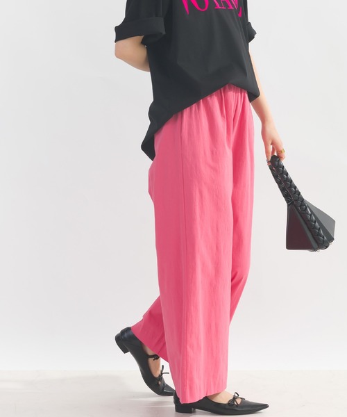 PICCIN（ピッチン）の「ウエストギャザーストレッチワイドパンツ（その他パンツ・レディース・オリーブ/サンドベージュ/エメラルド/イエロー/ピンク/オフホワイト/ブラック/ターコイズブルー・M）」の16枚目の写真