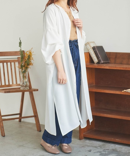 mil（ミル）の「【150㎝前後の小柄さんサイズ】スリットシャツワンピース（シャツワンピース・レディース・オフホワイト/グリーン/ベージュ・XS/S）」の5枚目の写真