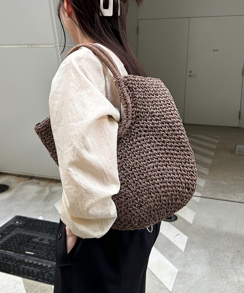 CAPRICIEUX LE'MAGE(カプリシューレマージュ)の「コードペーパートートバッグ(トートバッグ・レディース・ブラック/グレー/ブラウン・FREE)」の7枚目の写真
