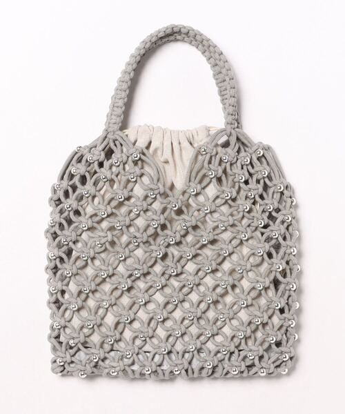 EDIT COLOGNE（エディットコロン）の「メタルビーズメッシュバッグ（ハンドバッグ・レディース・グレー/オフホワイト/ブラック・ﾌﾘ-）」の3枚目の写真