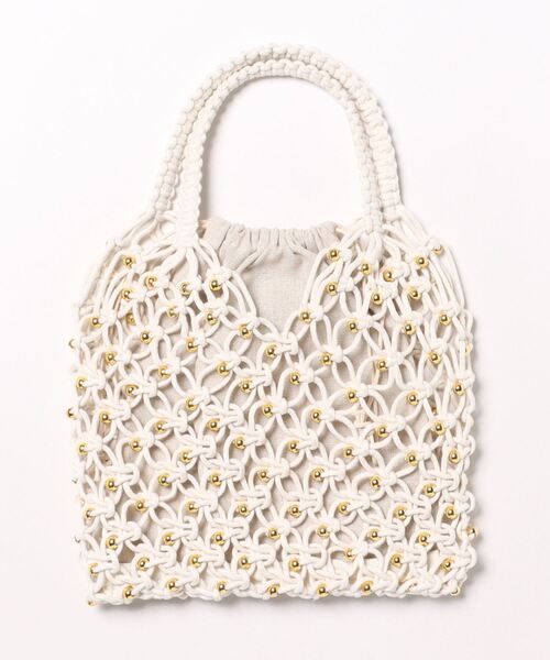 EDIT COLOGNE（エディットコロン）の「メタルビーズメッシュバッグ（ハンドバッグ・レディース・グレー/オフホワイト/ブラック・ﾌﾘ-）」の2枚目の写真