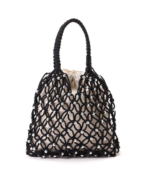 EDIT COLOGNE（エディットコロン）の「メタルビーズメッシュバッグ（ハンドバッグ・レディース・グレー/オフホワイト/ブラック・ﾌﾘ-）」の6枚目の写真