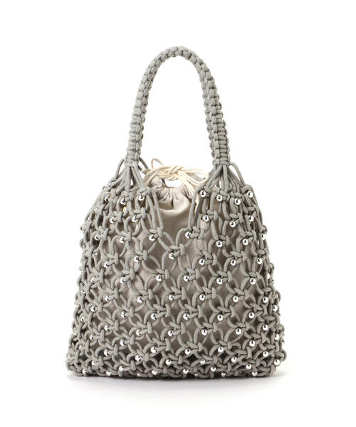 EDIT COLOGNE（エディットコロン）の「メタルビーズメッシュバッグ（ハンドバッグ・レディース・グレー/オフホワイト/ブラック・ﾌﾘ-）」の9枚目の写真
