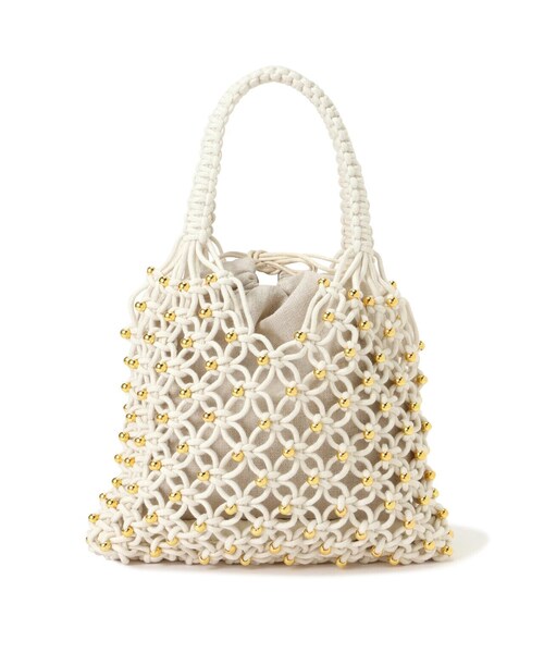 EDIT COLOGNE（エディットコロン）の「メタルビーズメッシュバッグ（ハンドバッグ・レディース・グレー/オフホワイト/ブラック・ﾌﾘ-）」の12枚目の写真