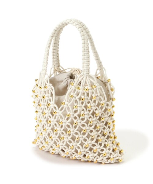 EDIT COLOGNE（エディットコロン）の「メタルビーズメッシュバッグ（ハンドバッグ・レディース・グレー/オフホワイト/ブラック・ﾌﾘ-）」の13枚目の写真