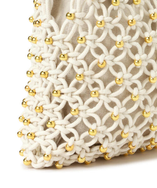 EDIT COLOGNE（エディットコロン）の「メタルビーズメッシュバッグ（ハンドバッグ・レディース・グレー/オフホワイト/ブラック・ﾌﾘ-）」の16枚目の写真