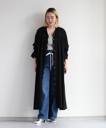 cepo | kaca フリルカラー刺繍レースワンピース(シャツワンピース)