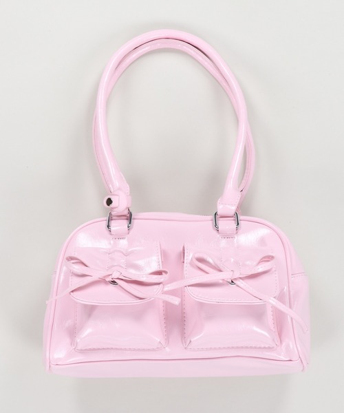 8色展開】リボンポケット 合皮ハンドバッグ / 500mlペットボトル