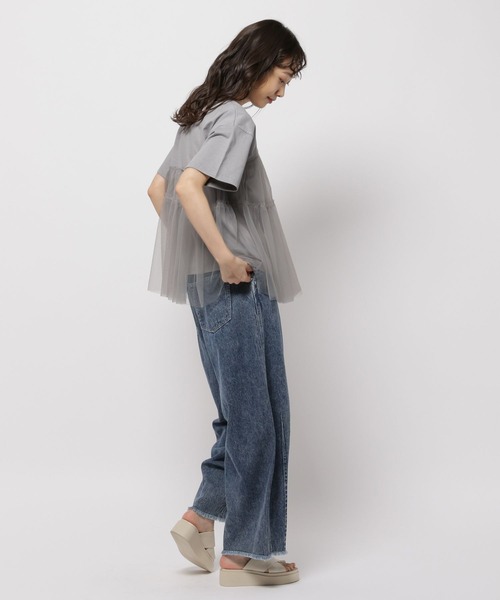 niko and...（ニコアンド）の「チュールコンビプルオーバー（Tシャツ/カットソー・レディース・オフホワイト/グレー/ブラック/ブラウン・MEDIUM/LARGE）」の17枚目の写真