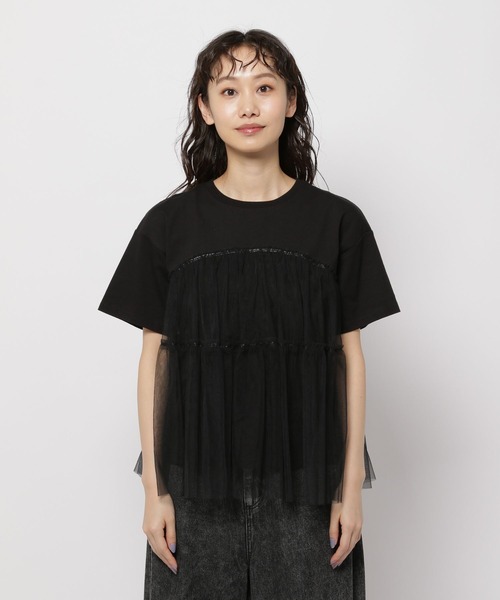 niko and...（ニコアンド）の「チュールコンビプルオーバー（Tシャツ/カットソー・レディース・オフホワイト/グレー/ブラック/ブラウン・MEDIUM/LARGE）」の14枚目の写真