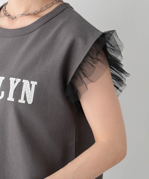 NBA（エヌビーエー）の「【NBA】別注/フリルチュールスリーブロゴTシャツ（Tシャツ/カットソー・レディース・レッド/ブラック・FREE）」の15枚目の写真