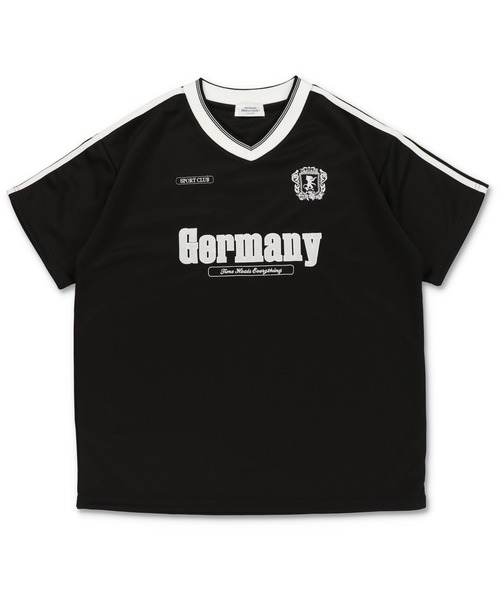 SPINNS（スピンズ）の「袖ラインモノグラムデザイン 半袖メッシュT